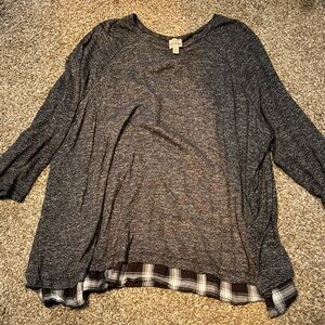 Como Vintage Gray 3/4 Sleeve Boxy Blouse